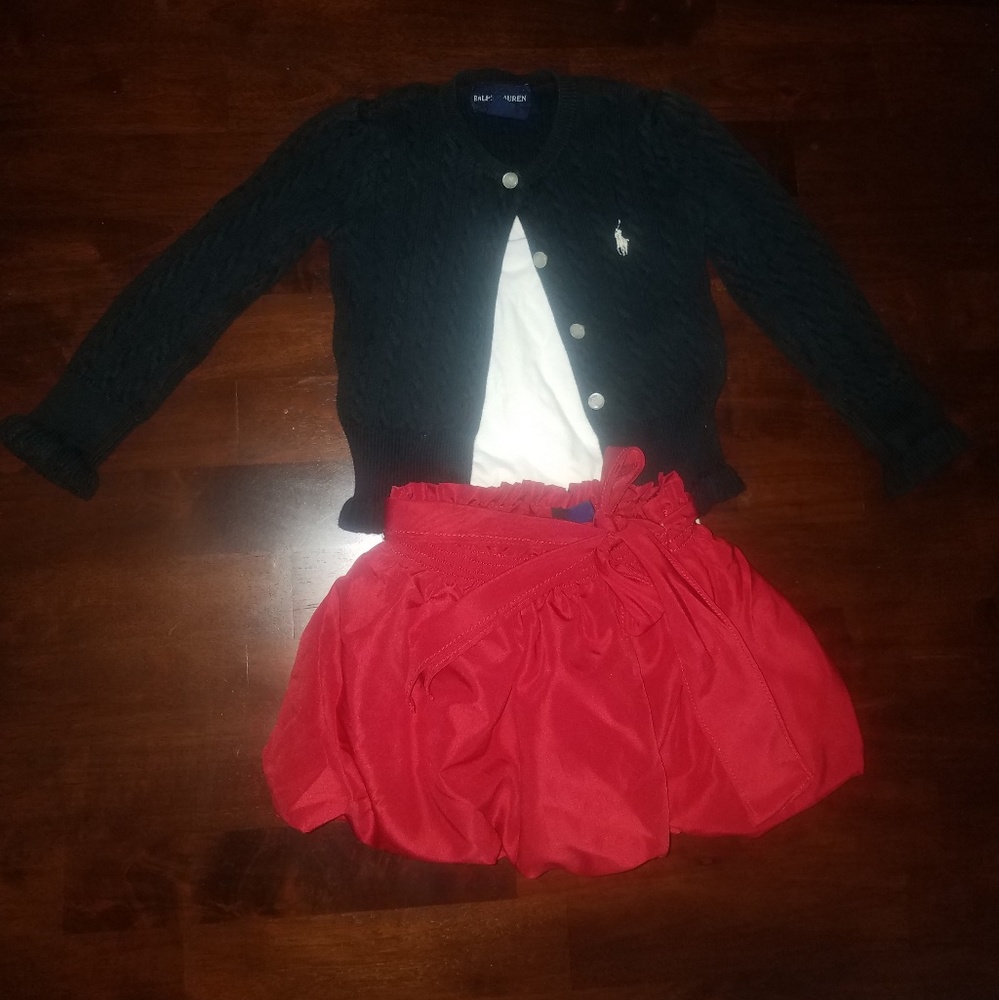 Ralph Lauren cardigan and bubble skirt